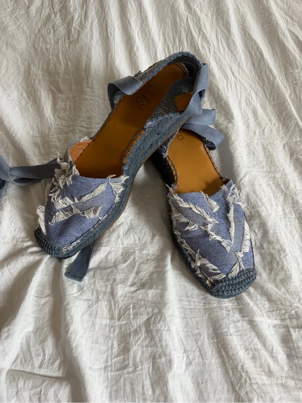 Franco Sarto Britney Light Blue Woven Espadrille Lace-Up Sandal